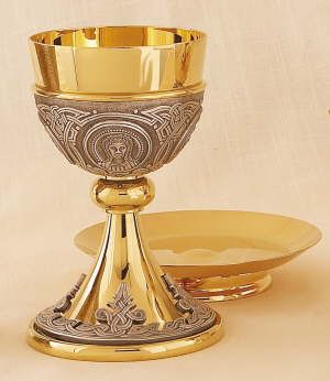 Gold Chalice With Footed Dish Paten